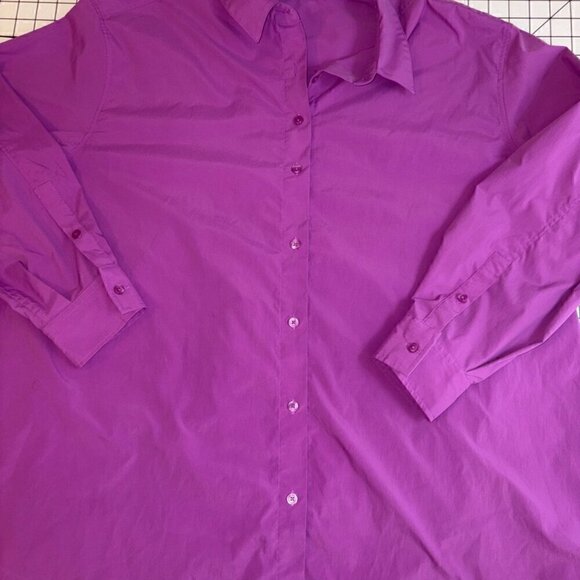 Athleta Shirt Womens Size 1x Purple Oversized Performance Poplin Collar Button - Picture 4 of 8